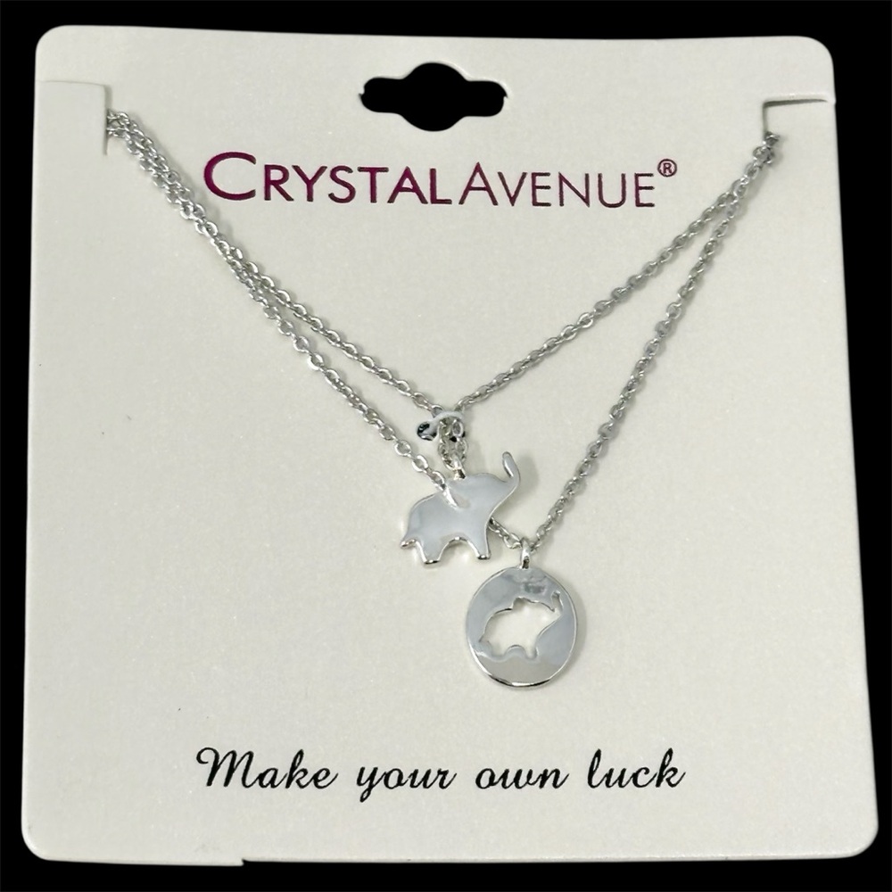 Elephant Necklace Duet Gold Tone 2 Dainty Necklace Set